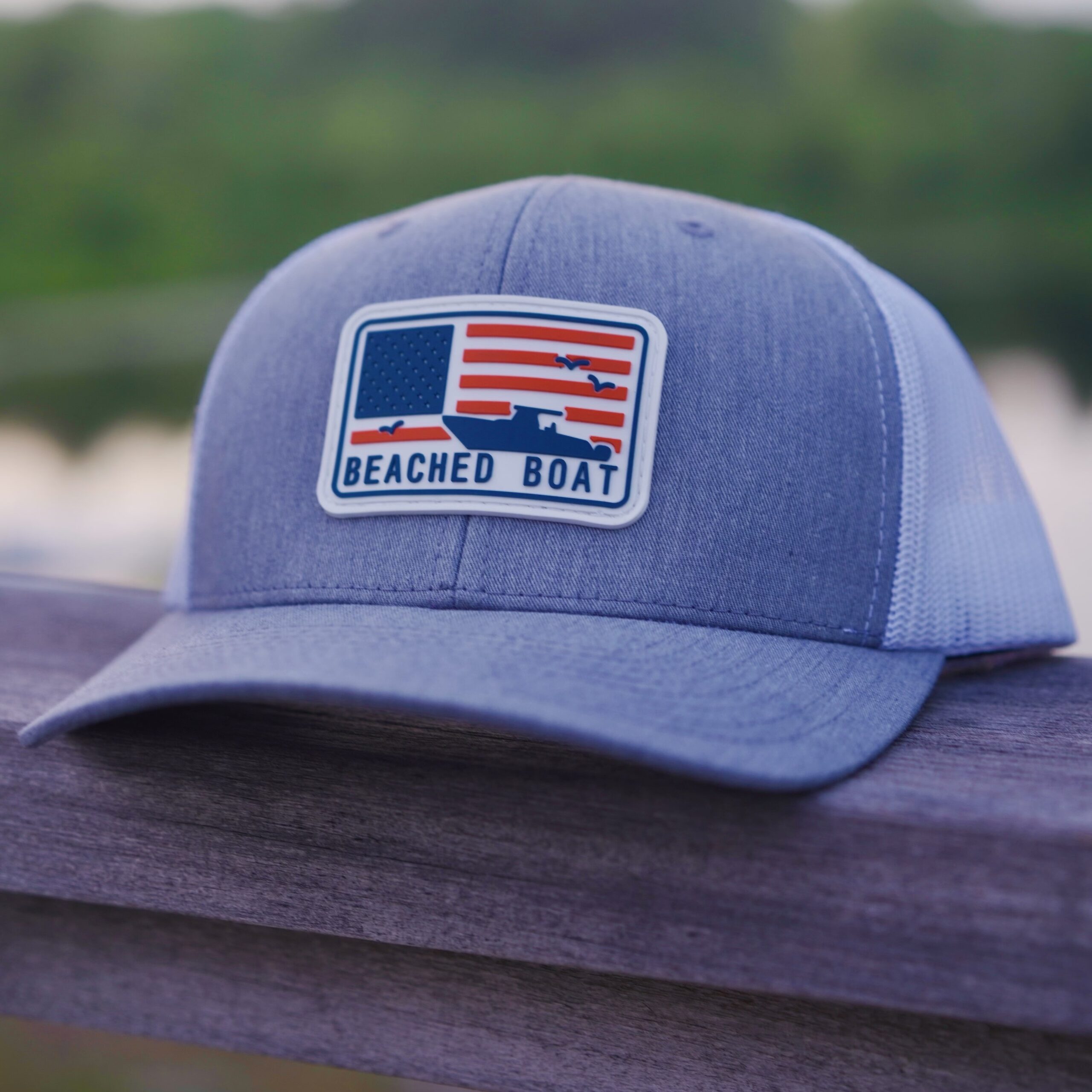 American White/Gray Mesh Hat - Beached Boat Clothing & Apparel